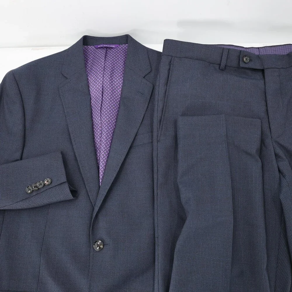 Ted Baker Endurance Suit Mens 40L 35x33 Jay ct wool striped 2 piece blue pants